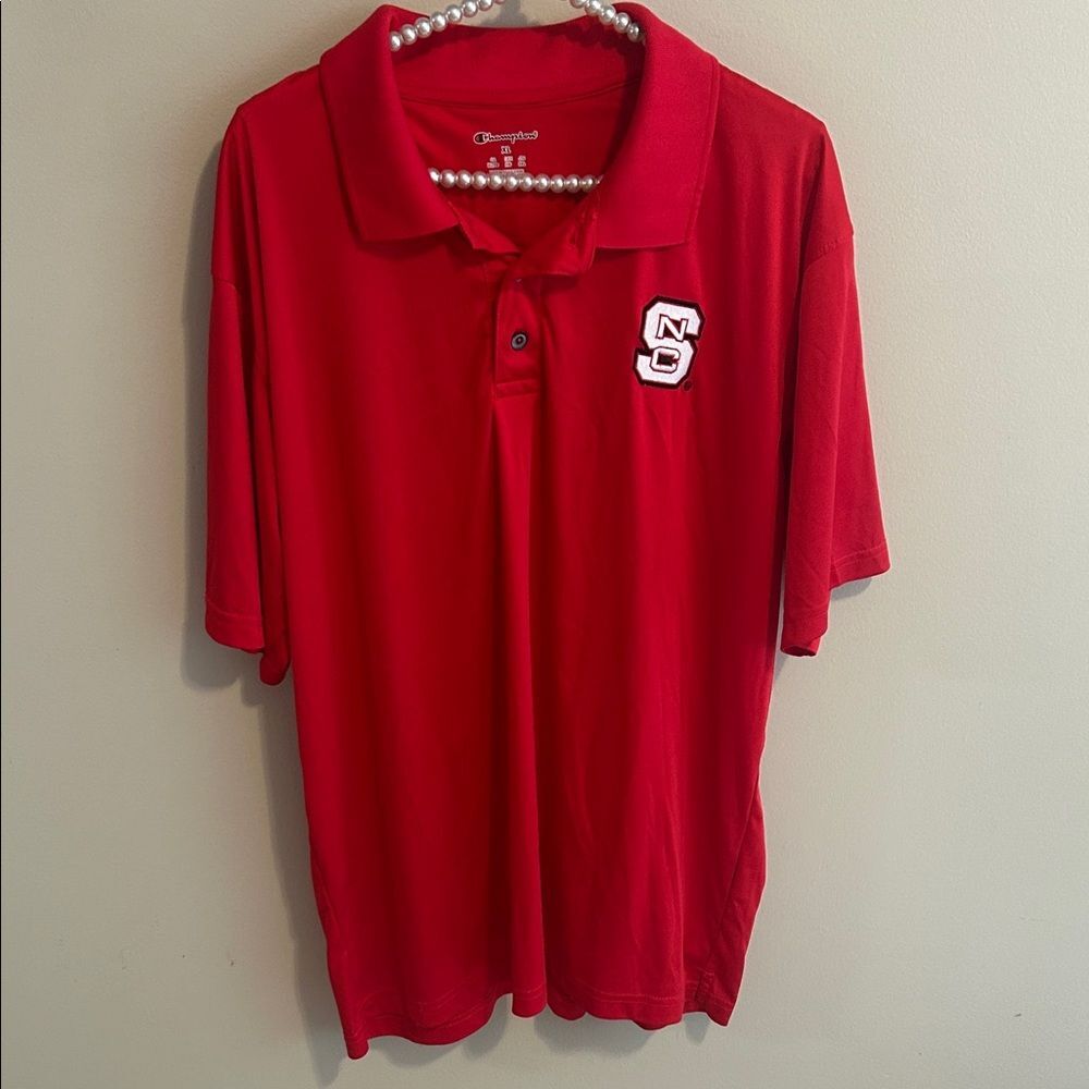 Champion NC State Wolfpack Men XL Red Embroidered Polo Shirt NC State University